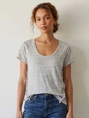 J. Crew Linen Pom Pom Shirt